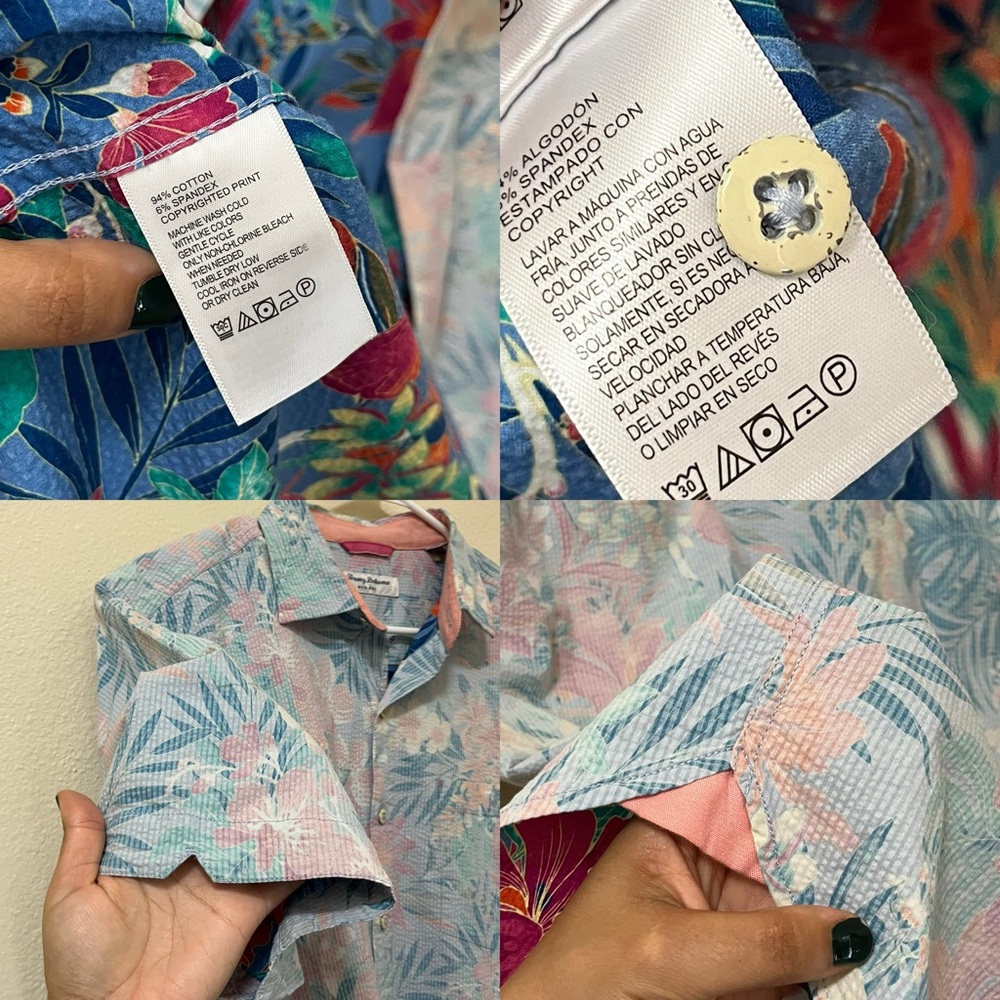 •TOMMY BAHAMA• Mens Nova Wave Bloom Short Sleeve Button Down Shirt Floral - Picture 2 of 2